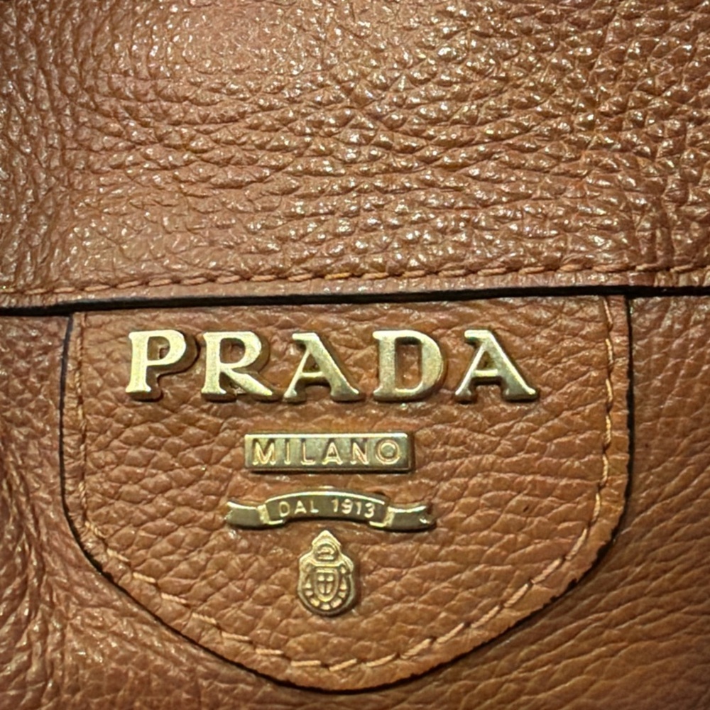 Rare Vintage Prada Vitello Daino Leather Satchel Tote Brown - Picture 7 of 14